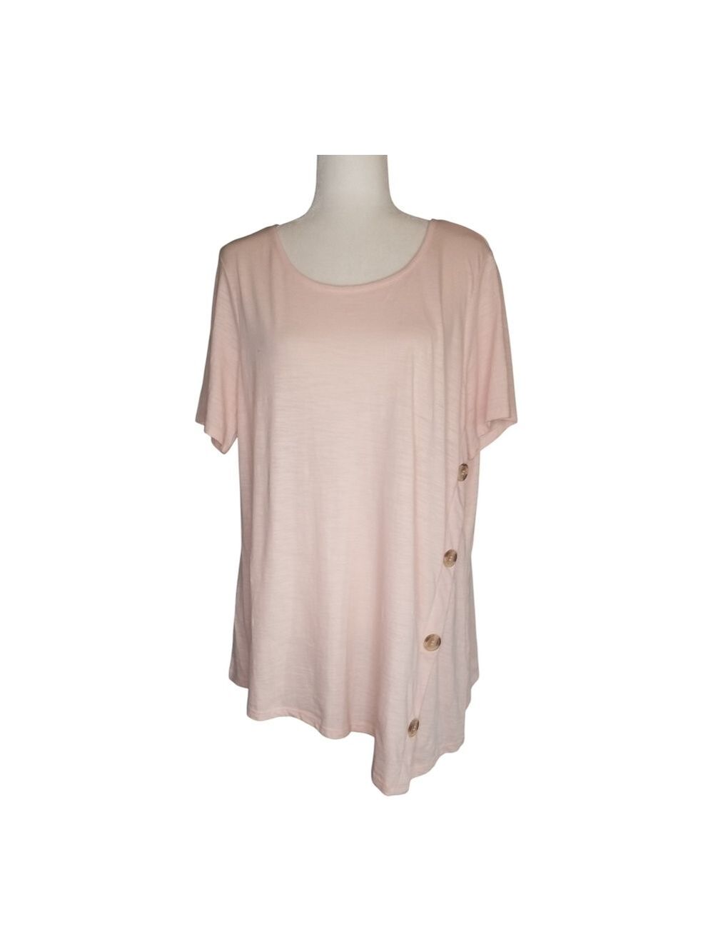 Avenue Light Pink Peaxh Side Button Tunic